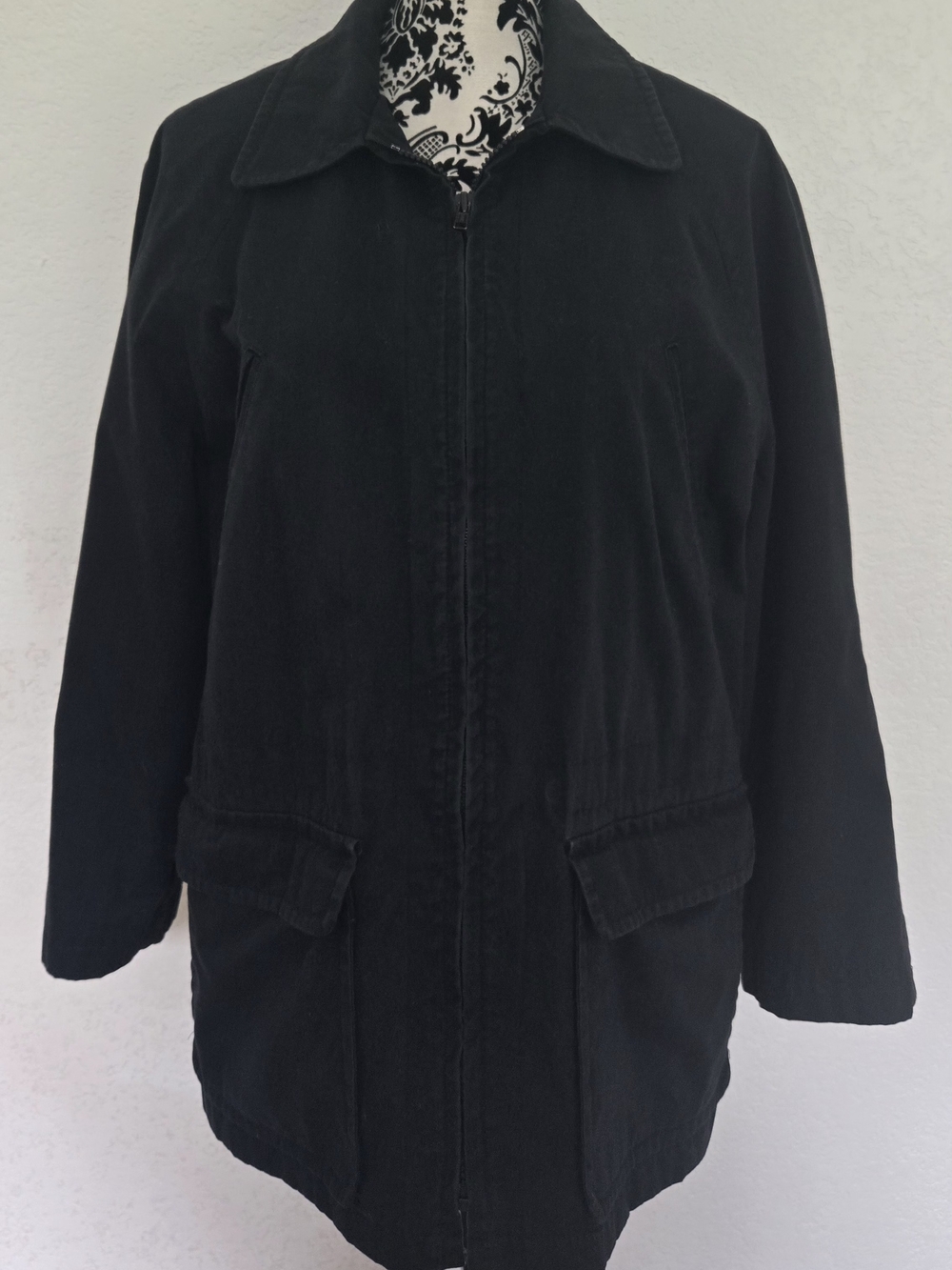 London Fog Black Zip-Front Trench Coat